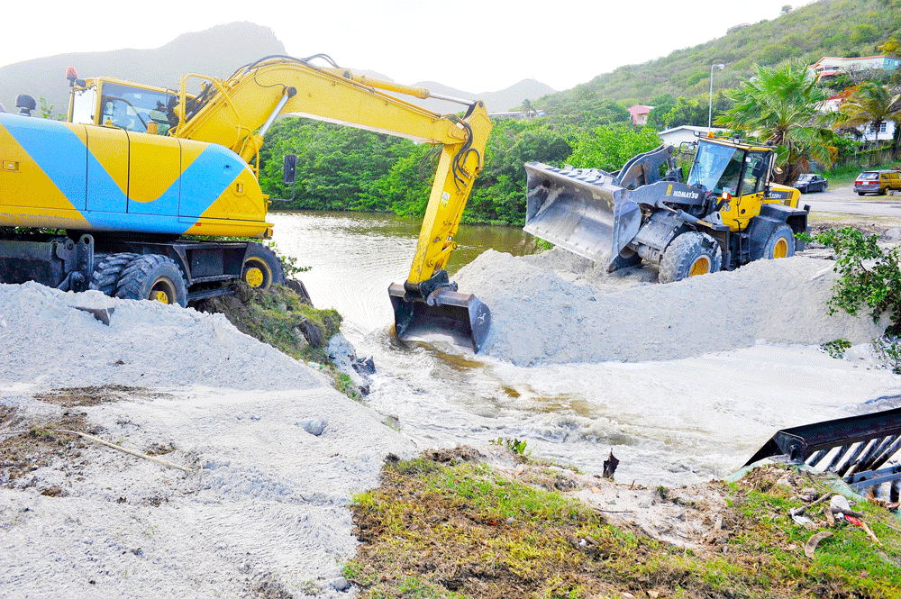 Sand washes away and causes Fresh Water pond level to drop
